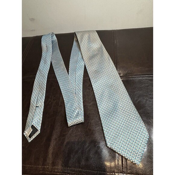 Geoffrey Beene Blue Turquoise Hand Made 100% Silk Men’s Neck Tie - Picture 1 of 6